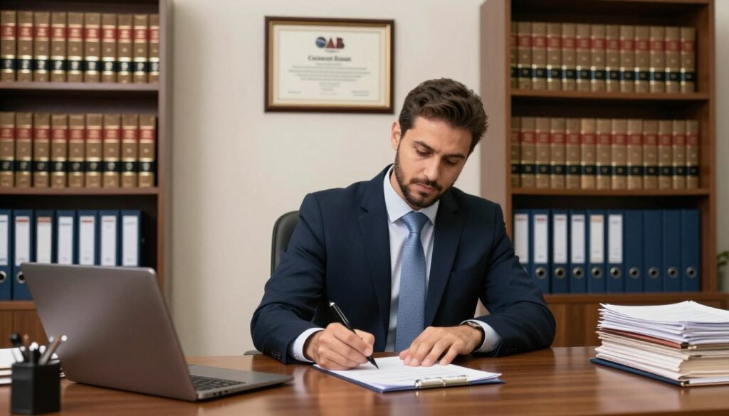Advogado em escritório realizando abertura de sociedade individual