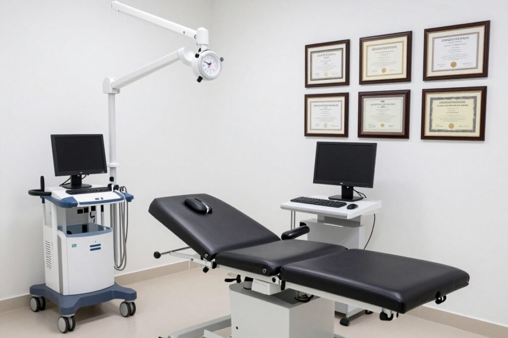 Consultório médico com equipamentos e despesas dedutíveis