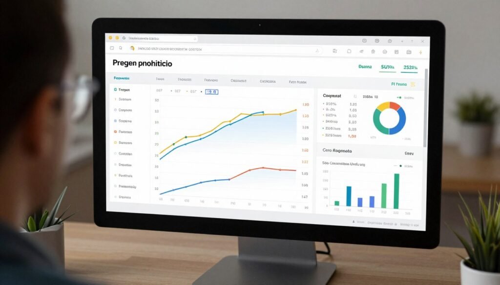 Dashboard de fluxo de caixa projetado mostrando entradas e saídas futuras em gráficos