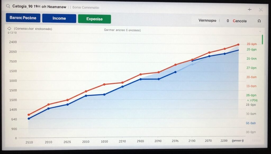 Gráfico de projeção de fluxo de caixa mostrando entradas e saídas futuras